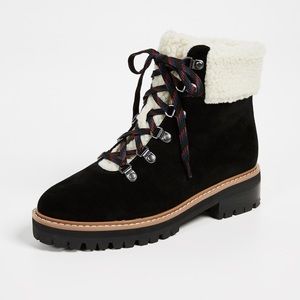 ShopBop Black combat boot with shearling
